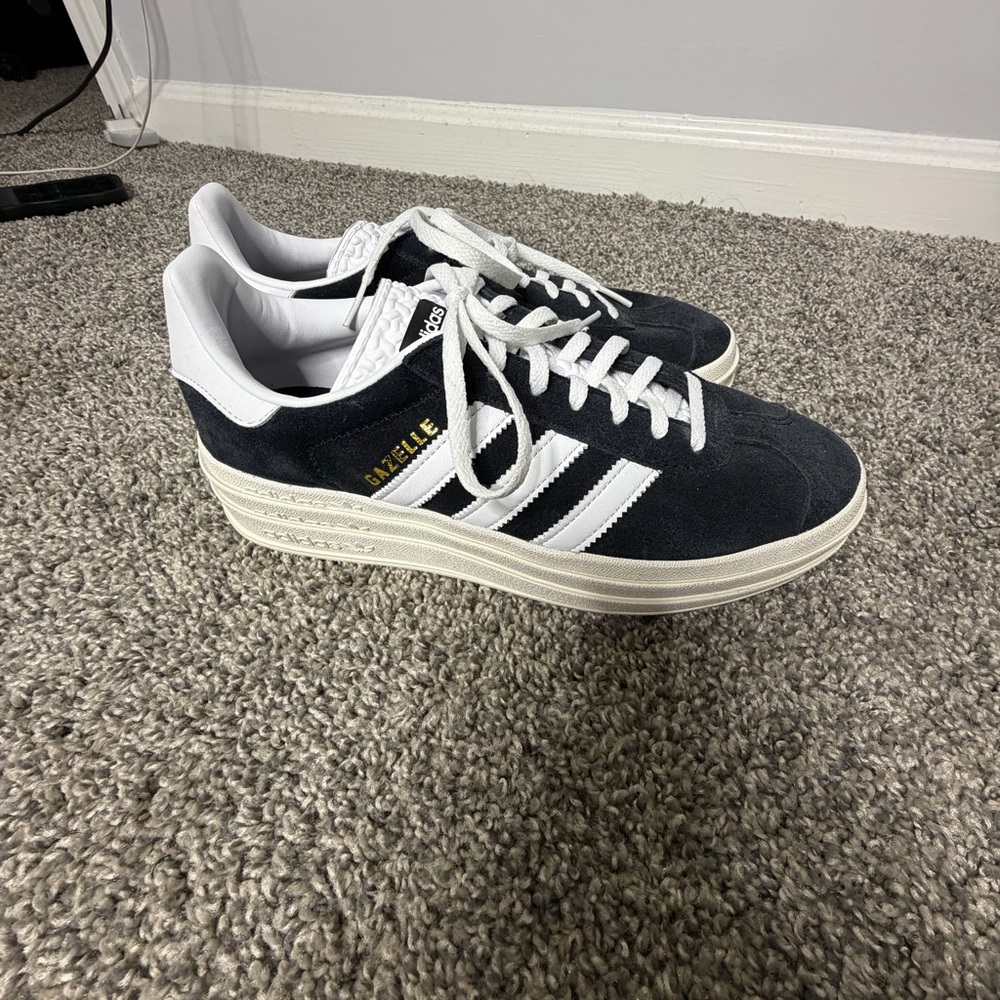 Adidas Gazelle Women’s Black and White Platform Sneakers